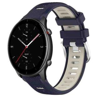 For Amazfit GTR 2e 22mm Cross Texture Two Color Silicone Steel Buckle Watch Band(Midnight Blue + Starlight)