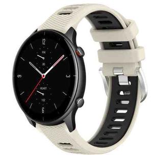 For Amazfit GTR 2e 22mm Cross Texture Two Color Silicone Steel Buckle Watch Band(Starlight+Black)