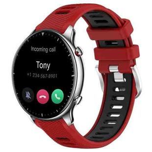 For Amazfit GTR 2 22mm Cross Texture Two Color Silicone Steel Buckle Watch Band(Red+Black)