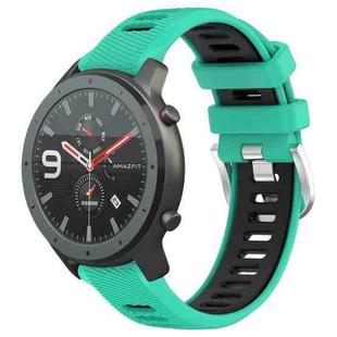 For Amazfit GTR 47mm 22mm Cross Texture Two Color Silicone Steel Buckle Watch Band(Lake Blue+Black)