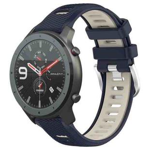 For Amazfit GTR 47mm 22mm Cross Texture Two Color Silicone Steel Buckle Watch Band(Midnight Blue + Starlight)