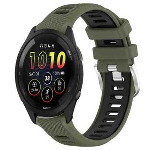 For Garmin Forerunner 265 22mm Sports Two-Color Steel Buckle Silicone Watch Band(Army Green+Black)