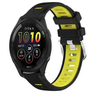For Garmin Forerunner 265 22mm Sports Two-Color Steel Buckle Silicone Watch Band(Black+Lime Green)