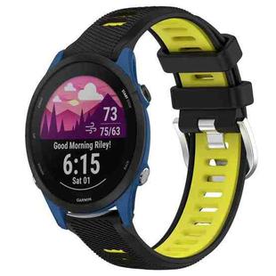 For Garmin Forerunner 255 22mm Sports Two-Color Steel Buckle Silicone Watch Band(Black+Lime Green)