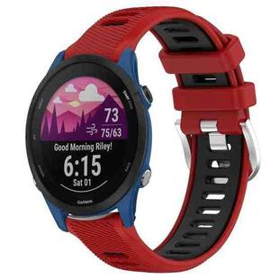 For Garmin Forerunner 255 22mm Sports Two-Color Steel Buckle Silicone Watch Band(Red+Black)