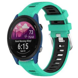 For Garmin Forerunner 255 22mm Sports Two-Color Steel Buckle Silicone Watch Band(Lake Blue+Black)