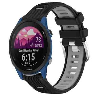 For Garmin Forerunner 255 Music 22mm Sports Two-Color Steel Buckle Silicone Watch Band(Black+Grey)