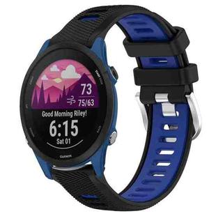 For Garmin Forerunner 255 Music 22mm Sports Two-Color Steel Buckle Silicone Watch Band(Black+Blue)