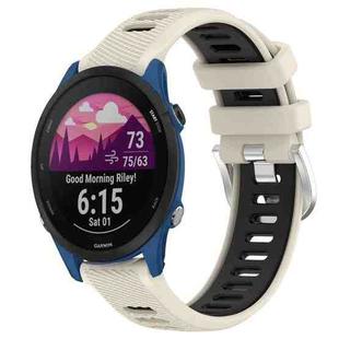 For Garmin Forerunner 255 Music 22mm Sports Two-Color Steel Buckle Silicone Watch Band(Starlight+Black)