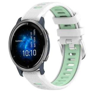 For Garmin Venu 2 22mm Sports Two-Color Steel Buckle Silicone Watch Band(White+Teal)