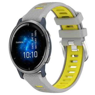 For Garmin Venu 2 22mm Sports Two-Color Steel Buckle Silicone Watch Band(Grey+Yellow)