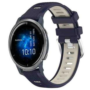 For Garmin Venu 2 22mm Sports Two-Color Steel Buckle Silicone Watch Band(Midnight Blue+Starlight)