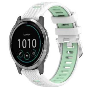 For Garmin Vivoactive4 22mm Sports Two-Color Steel Buckle Silicone Watch Band(White+Teal)