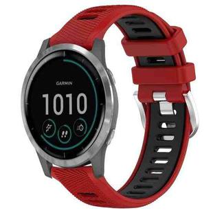 For Garmin Vivoactive4 22mm Sports Two-Color Steel Buckle Silicone Watch Band(Red+Black)