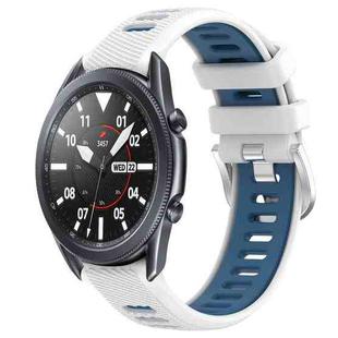 For Samsung Galaxy Watch3 45mm 22mm Sports Two-Color Steel Buckle Silicone Watch Band(White+Blue)