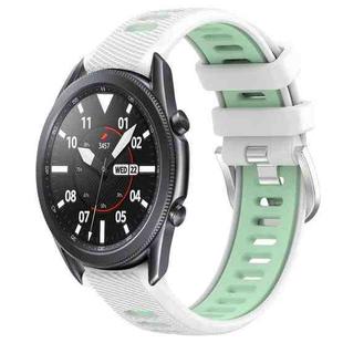 For Samsung Galaxy Watch3 45mm 22mm Sports Two-Color Steel Buckle Silicone Watch Band(White+Teal)