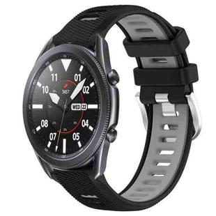 For Samsung Galaxy Watch3 45mm 22mm Sports Two-Color Steel Buckle Silicone Watch Band(Black+Grey)