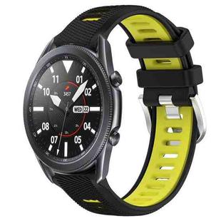 For Samsung Galaxy Watch3 45mm 22mm Sports Two-Color Steel Buckle Silicone Watch Band(Black+Lime Green)