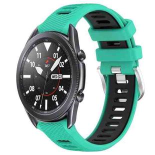 For Samsung Galaxy Watch3 45mm 22mm Sports Two-Color Steel Buckle Silicone Watch Band(Lake Blue+Black)