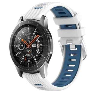 For Samsung Galaxy Watch 46mm 22mm Sports Two-Color Steel Buckle Silicone Watch Band(White+Blue)