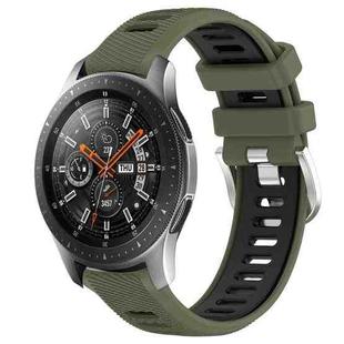 For Samsung Galaxy Watch 46mm 22mm Sports Two-Color Steel Buckle Silicone Watch Band(Army Green+Black)