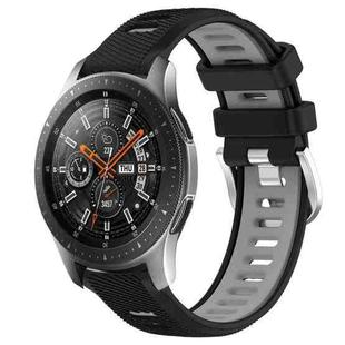 For Samsung Galaxy Watch 46mm 22mm Sports Two-Color Steel Buckle Silicone Watch Band(Black+Grey)