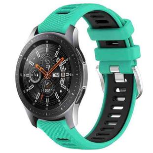 For Samsung Galaxy Watch 46mm 22mm Sports Two-Color Steel Buckle Silicone Watch Band(Lake Blue+Black)