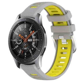 For Samsung Galaxy Watch 46mm 22mm Sports Two-Color Steel Buckle Silicone Watch Band(Grey+Yellow)