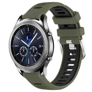 For Samsung Gear S3 Classic 22mm Sports Two-Color Steel Buckle Silicone Watch Band(Army Green+Black)