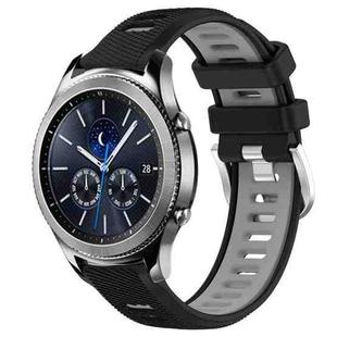 For Samsung Gear S3 Classic 22mm Sports Two-Color Steel Buckle Silicone Watch Band(Black+Grey)