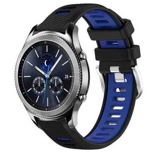 For Samsung Gear S3 Classic 22mm Sports Two-Color Steel Buckle Silicone Watch Band(Black+Blue)