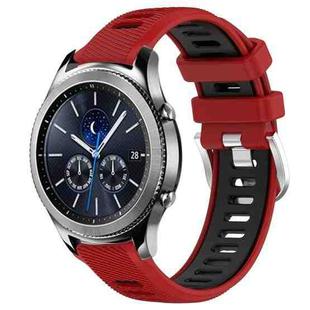 For Samsung Gear S3 Classic 22mm Sports Two-Color Steel Buckle Silicone Watch Band(Red+Black)