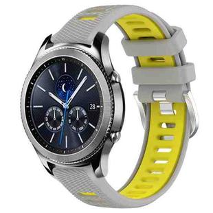 For Samsung Gear S3 Classic 22mm Sports Two-Color Steel Buckle Silicone Watch Band(Grey+Yellow)