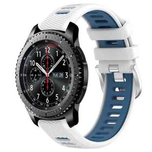 For Samsung Gear S3 Frontier 22mm Sports Two-Color Steel Buckle Silicone Watch Band(White+Blue)