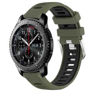 For Samsung Gear S3 Frontier 22mm Sports Two-Color Steel Buckle Silicone Watch Band(Army Green+Black)