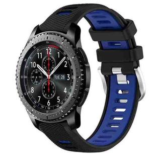 For Samsung Gear S3 Frontier 22mm Sports Two-Color Steel Buckle Silicone Watch Band(Black+Blue)