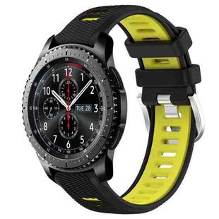 For Samsung Gear S3 Frontier 22mm Sports Two-Color Steel Buckle Silicone Watch Band(Black+Lime Green)