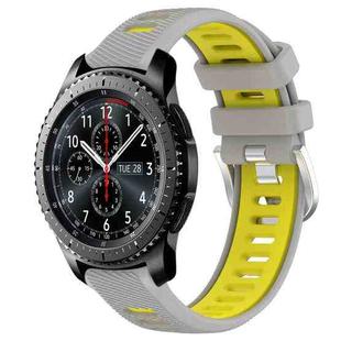 For Samsung Gear S3 Frontier 22mm Sports Two-Color Steel Buckle Silicone Watch Band(Grey+Yellow)