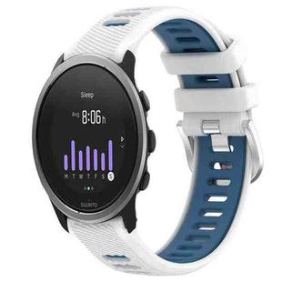 For SUUNTO 5 Peak 22mm Sports Two-Color Steel Buckle Silicone Watch Band(White+Blue)