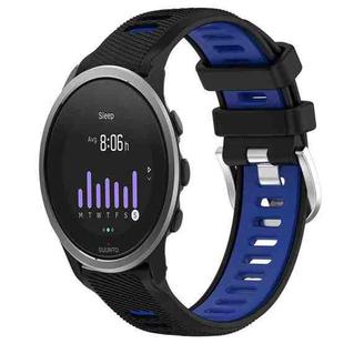 For SUUNTO 5 Peak 22mm Sports Two-Color Steel Buckle Silicone Watch Band(Black+Blue)