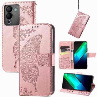 For Infinix Note 12 G96 Butterfly Love Flower Embossed Leather Phone Case(Rose Gold)