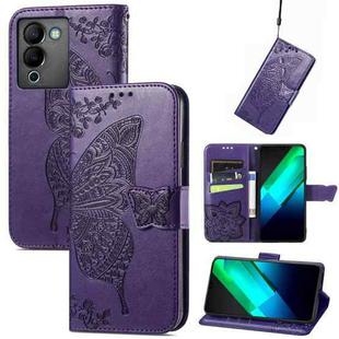 For Infinix Note 12 G96 Butterfly Love Flower Embossed Leather Phone Case(Purple)