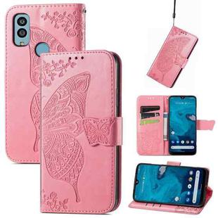 For Kyocera Android One S10 Butterfly Love Flower Embossed Leather Phone Case(Pink)