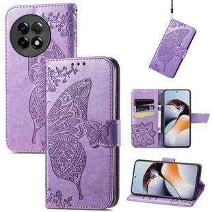 For OnePlus Ace 2 Butterfly Love Flower Embossed Leather Phone Case(Lavender)