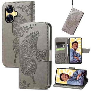 For Realme C55 Butterfly Love Flower Embossed Leather Phone Case(Gray)