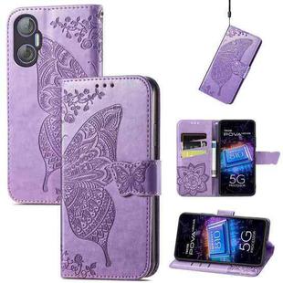 For Tecno Pova Neo 5G Butterfly Love Flower Embossed Leather Phone Case(Lavender)