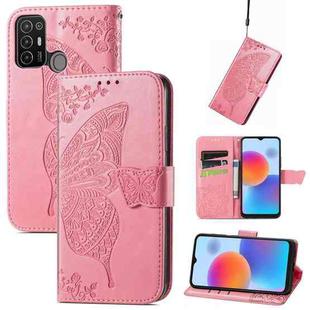 For ZTE Blade A52 Butterfly Love Flower Embossed Leather Phone Case(Pink)