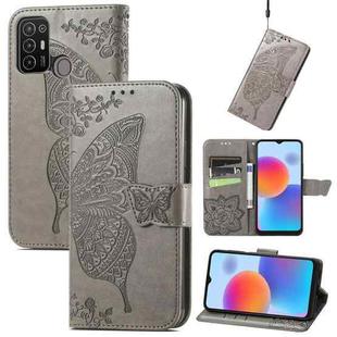 For ZTE Blade A52 Butterfly Love Flower Embossed Leather Phone Case(Gray)