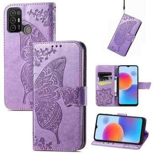 For ZTE Blade A52 Butterfly Love Flower Embossed Leather Phone Case(Lavender)