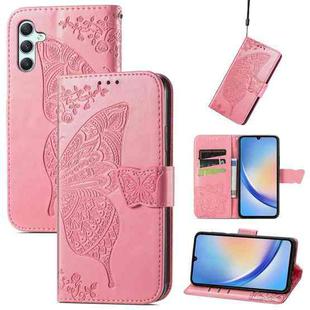 For Samsung Galaxy A34 5G Butterfly Love Flower Embossed Leather Phone Case(Pink)